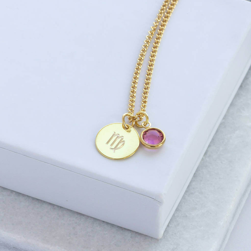 Joy by Corrine Smith Gold Zodiac Birthstone Halskette Gold Sternzeichen