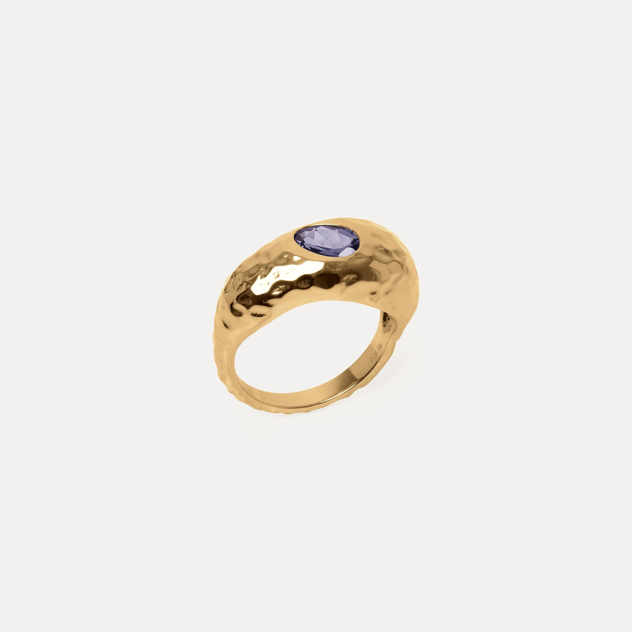 Stilnest Violet Fizz Cocktail Ring Iolith 24k Gold Vermeil