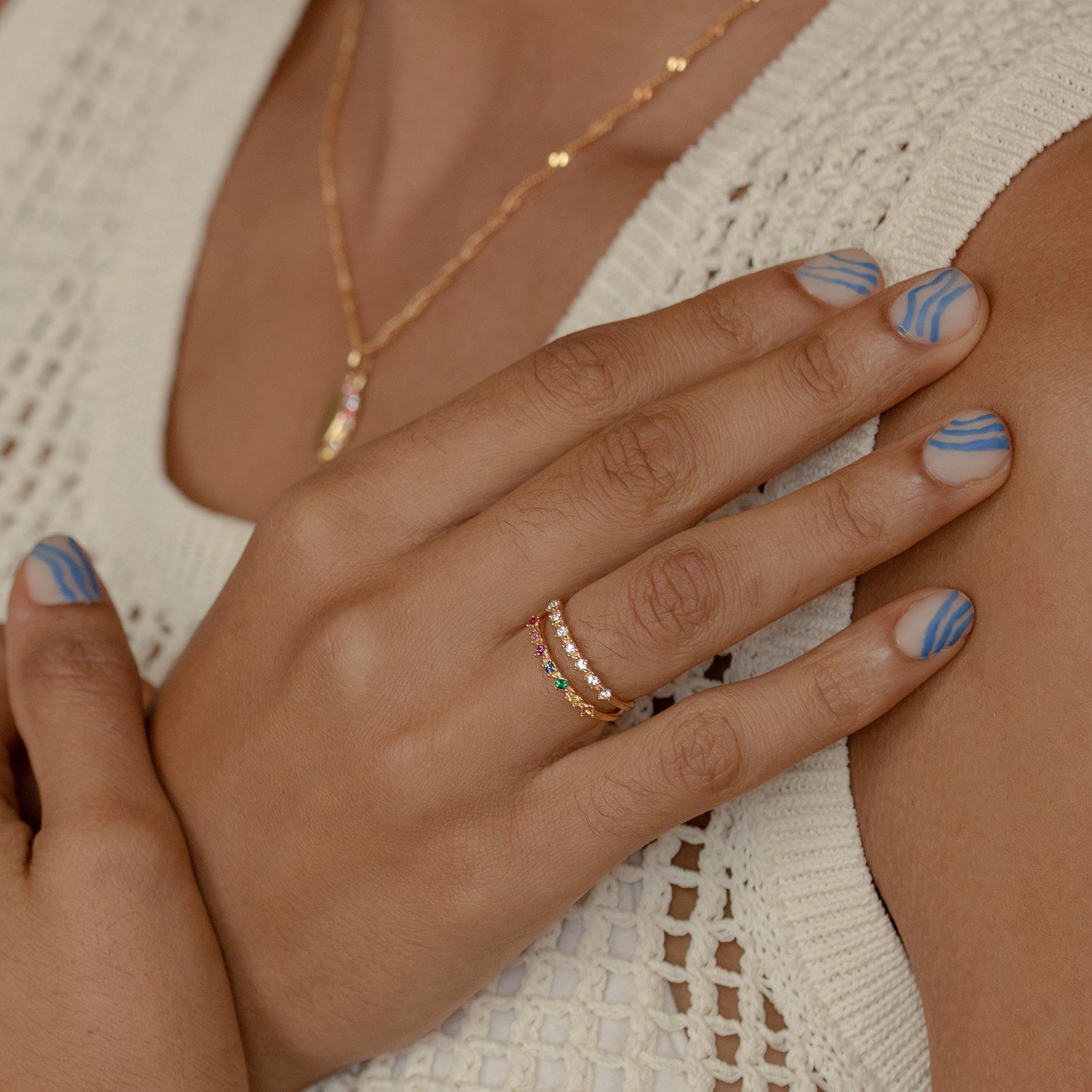 Stilnest Color Delight Ring Kristallring Weiß Gold 24k 49