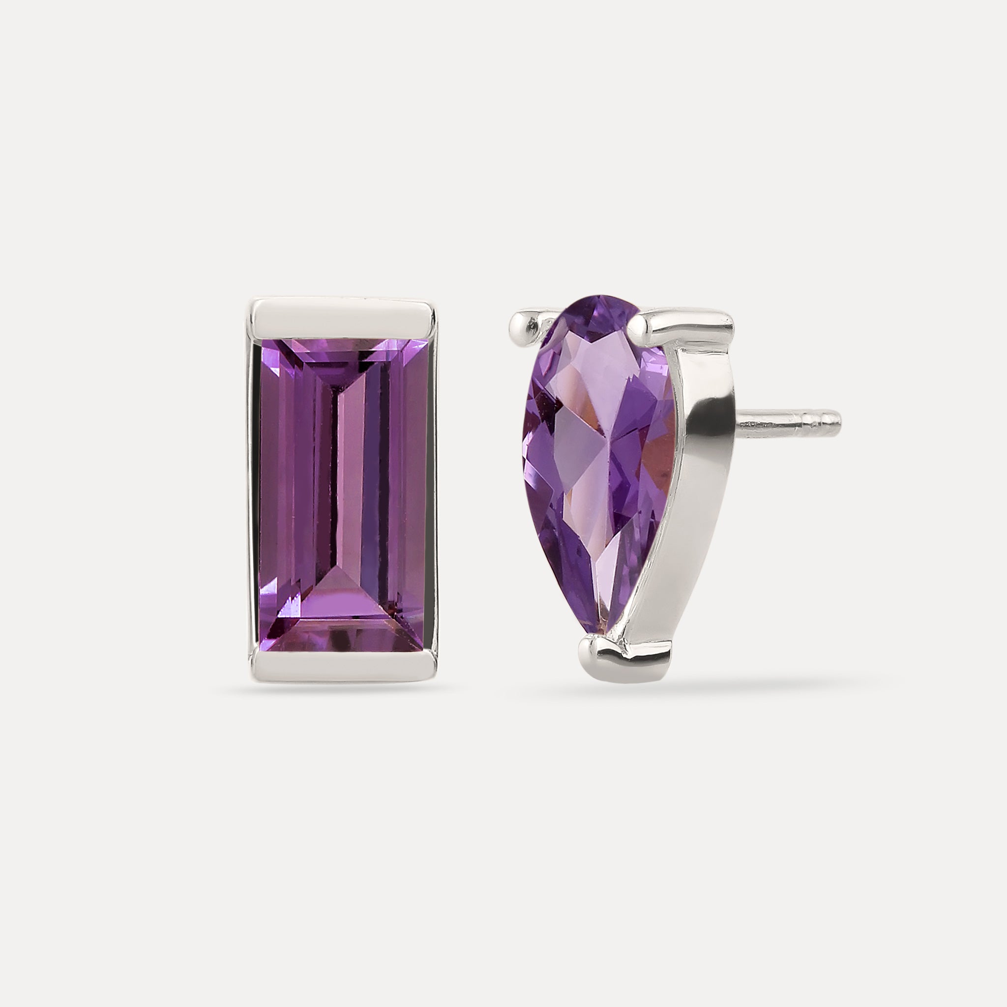 Stilnest Balance Amethyst Ohrstecker 24k Gold Vermeil Retro