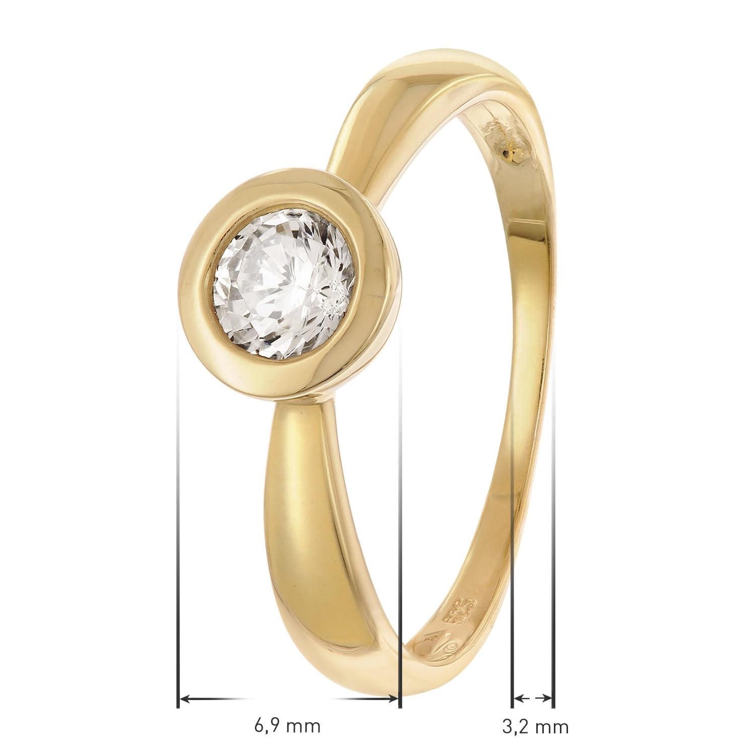 trendor 68908 Damenring 54 Zirkonia 925 Silber vergoldet
