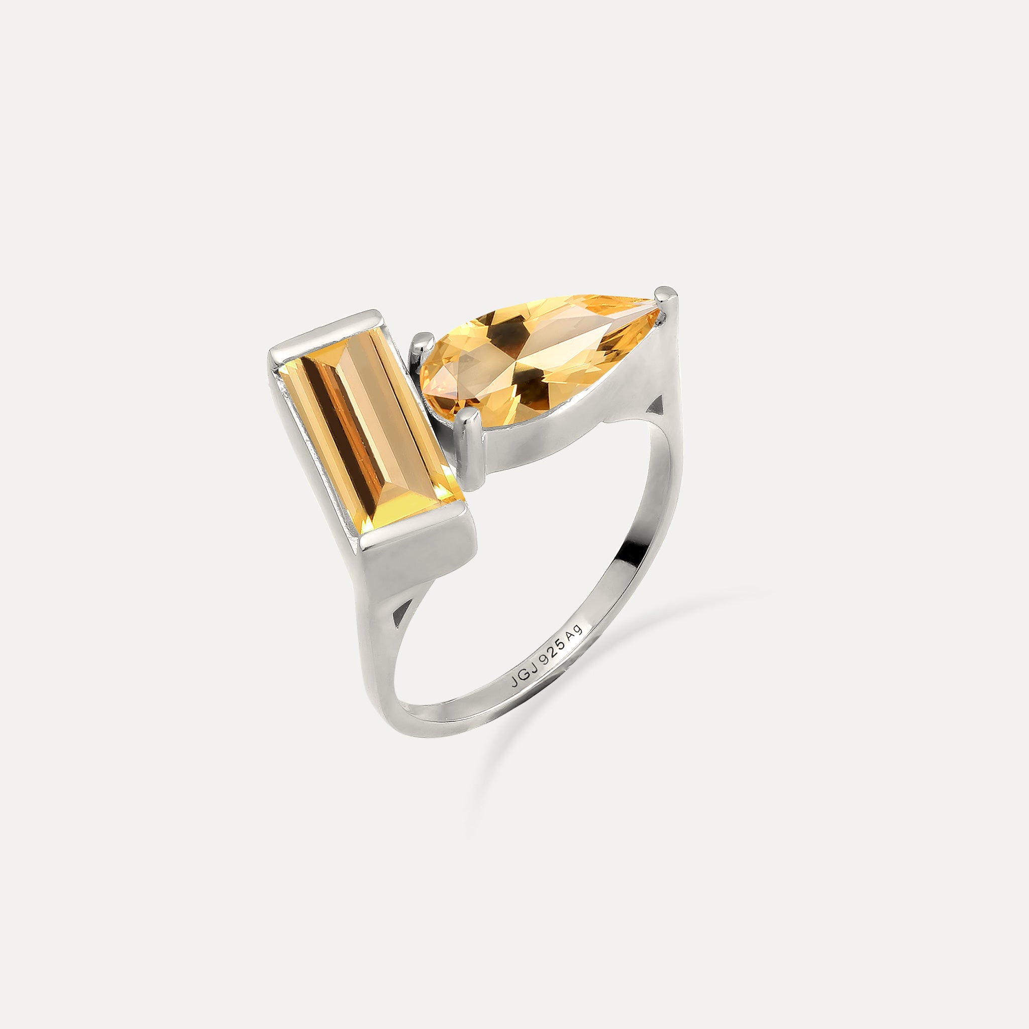 Stilnest Citrin Balance Ring Edelsteinring Gold Vermeil 52