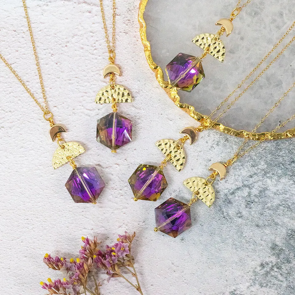 Joy by Corrine Smith Crescent Duo Hex Halskette Gold Lila