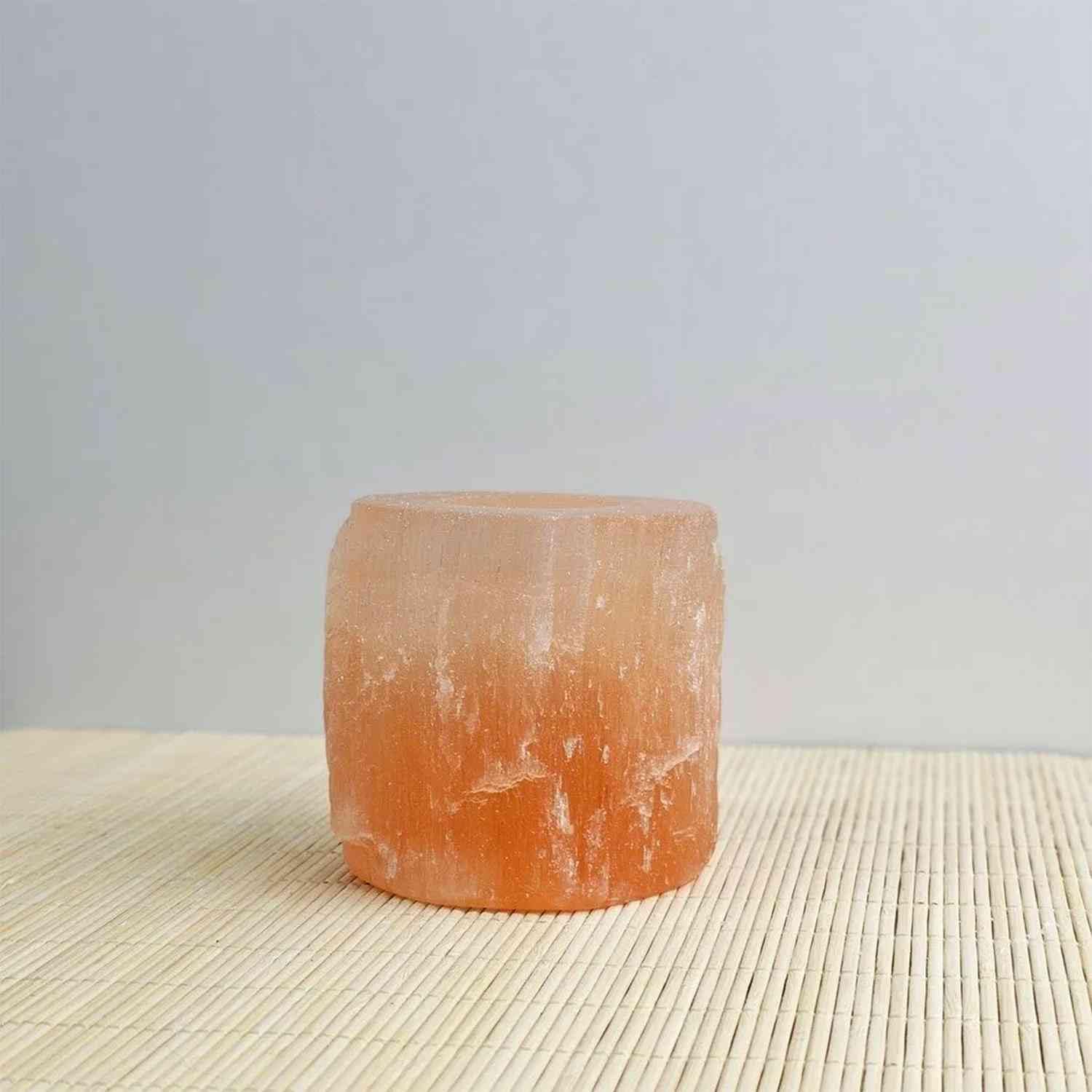 NKlaus Healing Crystals Selenit Teelichthalter rund 8cm