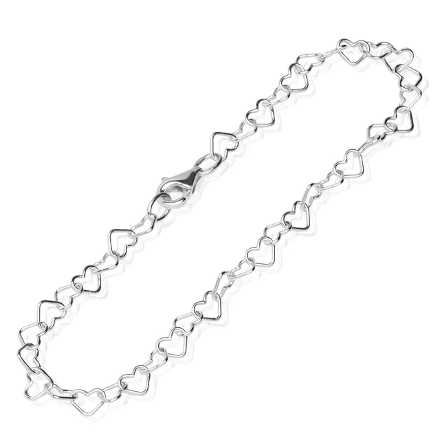 NKlaus Jewellery Damen-Armband 925 Silber Herz 19cm