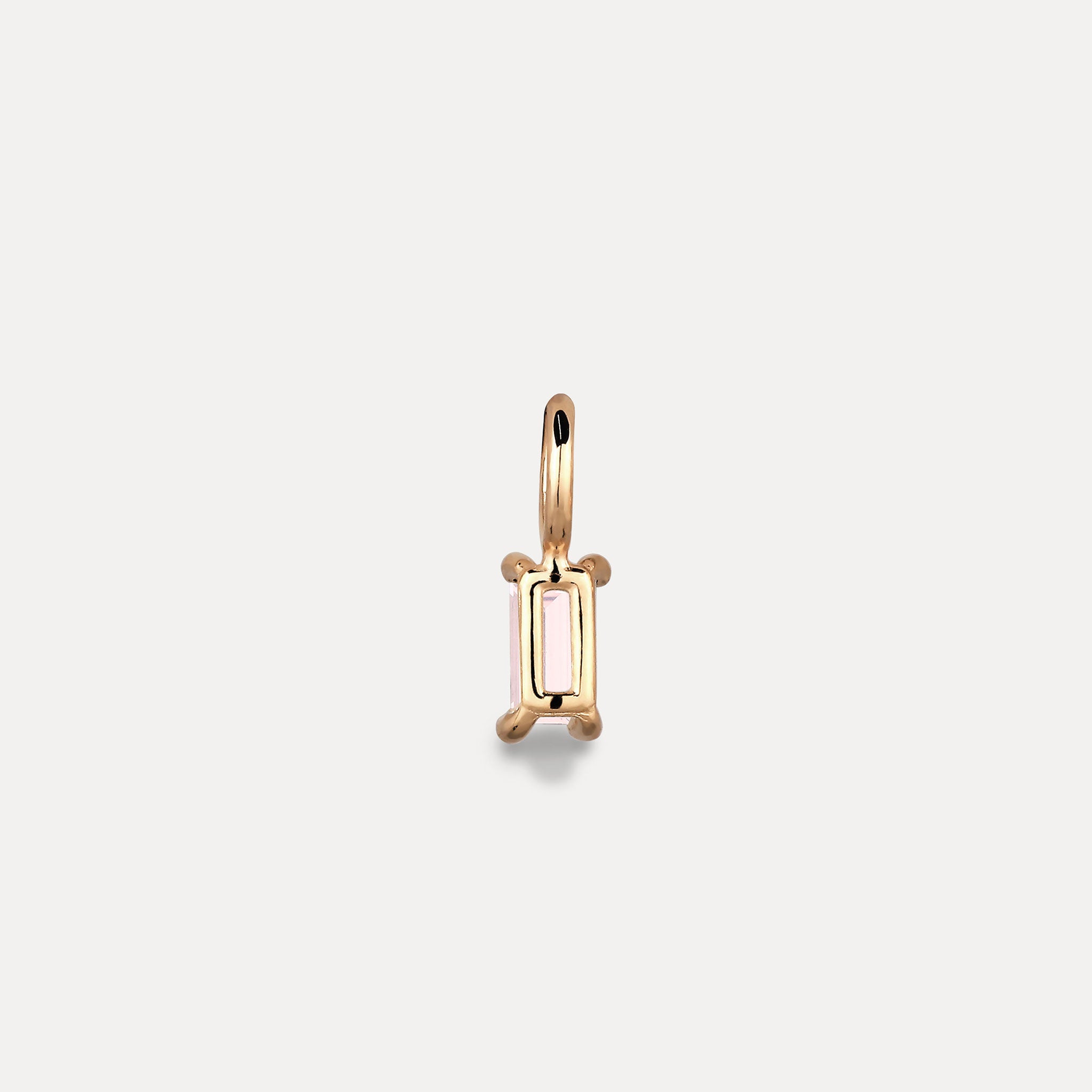 Stilnest Baguette Rosenquarz Anhänger 585 Gold