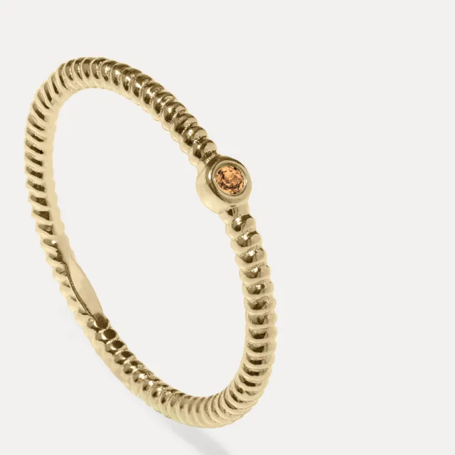 Stilnest Snake Tail Solitaire Ring 585 Gold Mandarin Granat 52