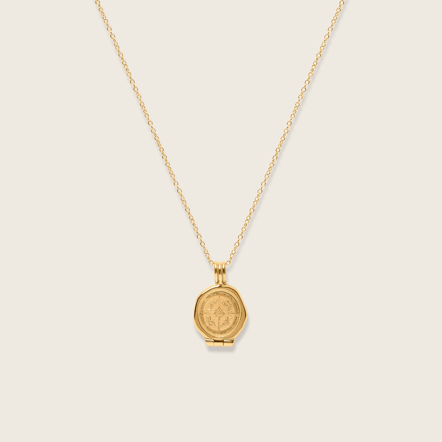 Stilnest Ad Astra Seal Medaillon Kette Gold Vermeil 45cm