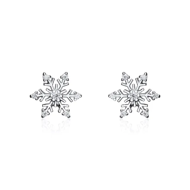 JEWLIX Ohrstecker Schneeflocke 925er Silber Zirkonia Ohrringe