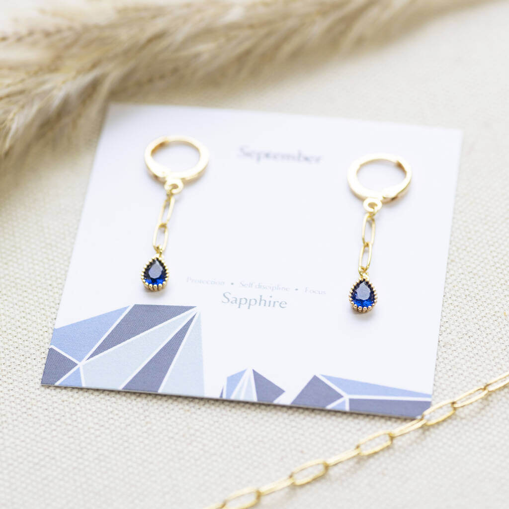 Joy by Corrine Smith Sapphire September Ohrringe Gold Tropfen