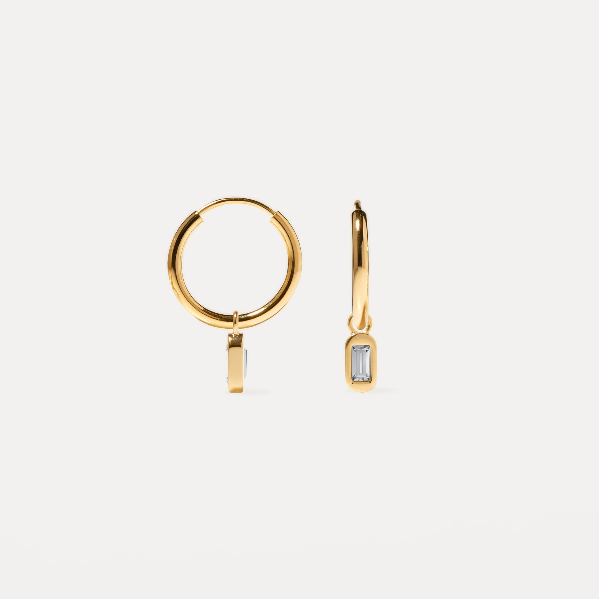 Stilnest Unique Creolen Weiße Kristalle 24k Gold Vermeil 15mm