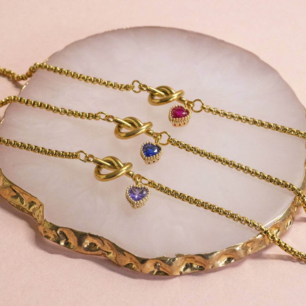 Joy by Corrine Smith Friendship Knot Armband Gold Herz Geburtsstein