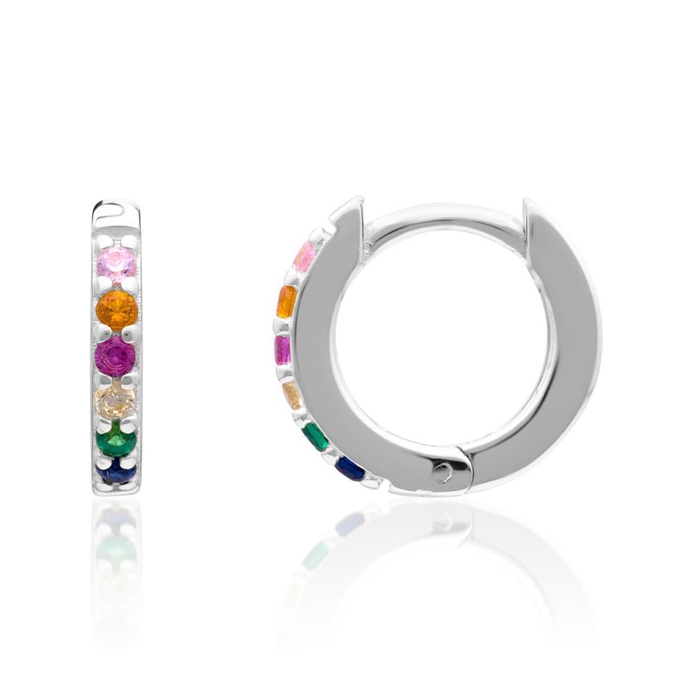 JEWLIX Rainbow Creolen 925 Silber Zirkonia bunt