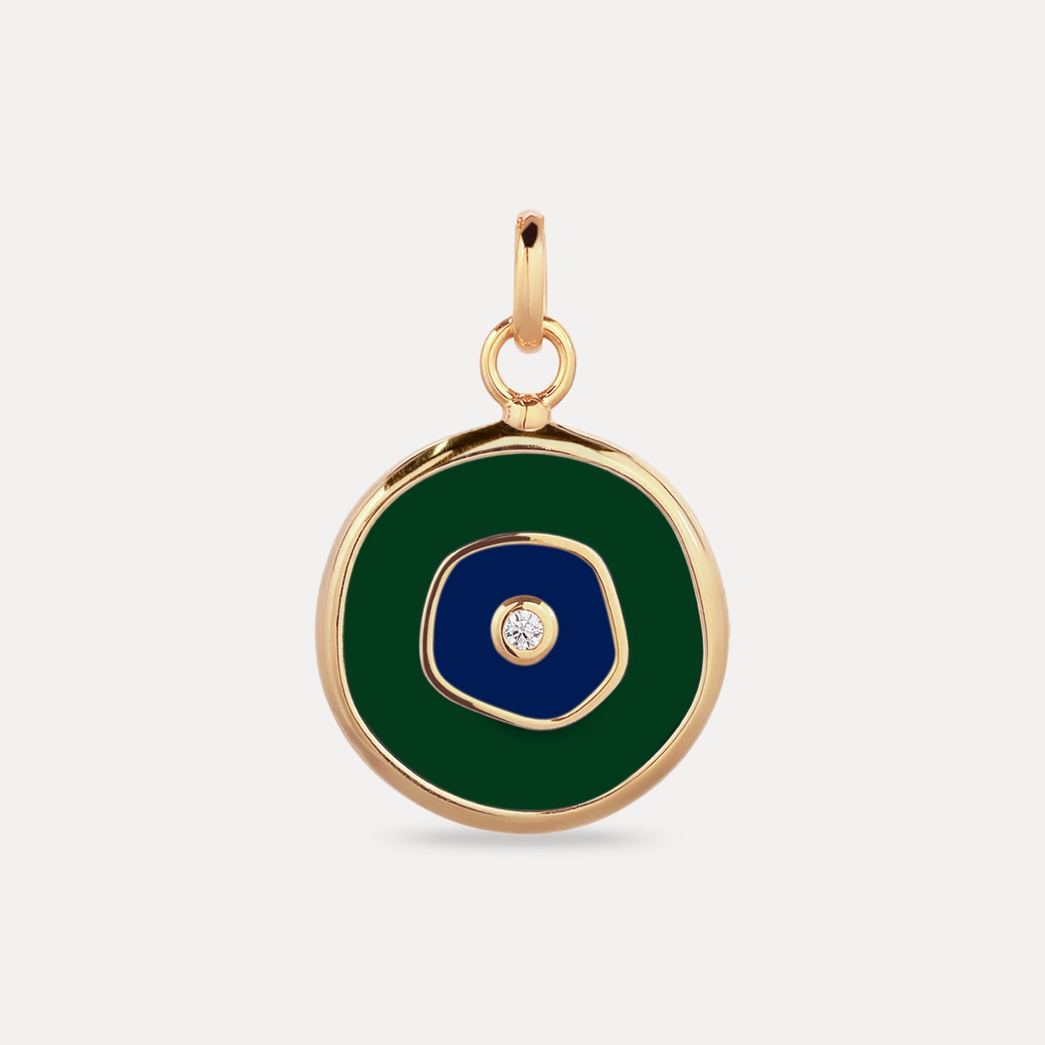Stilnest Pendants Evil Eye Anhänger Weißer Saphir Dunkelgrün
