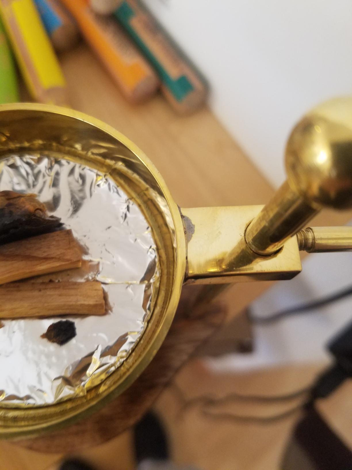 NKlaus Home Scents Räucherstövchen Messing Gold Holz 13 cm