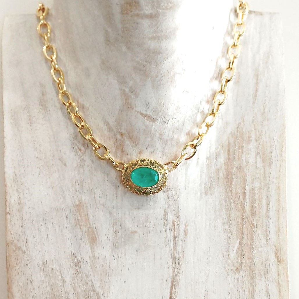 Alevá Bijoux Collane Agnese Halskette Gold Quarz 42 cm