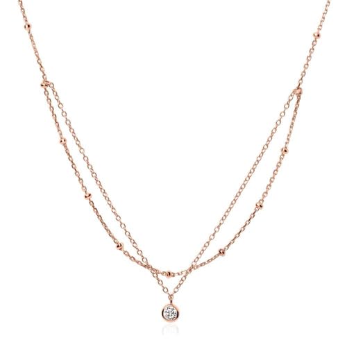 JEWLIX SN0511 Layerkette 925 Silber Zirkonia rosé