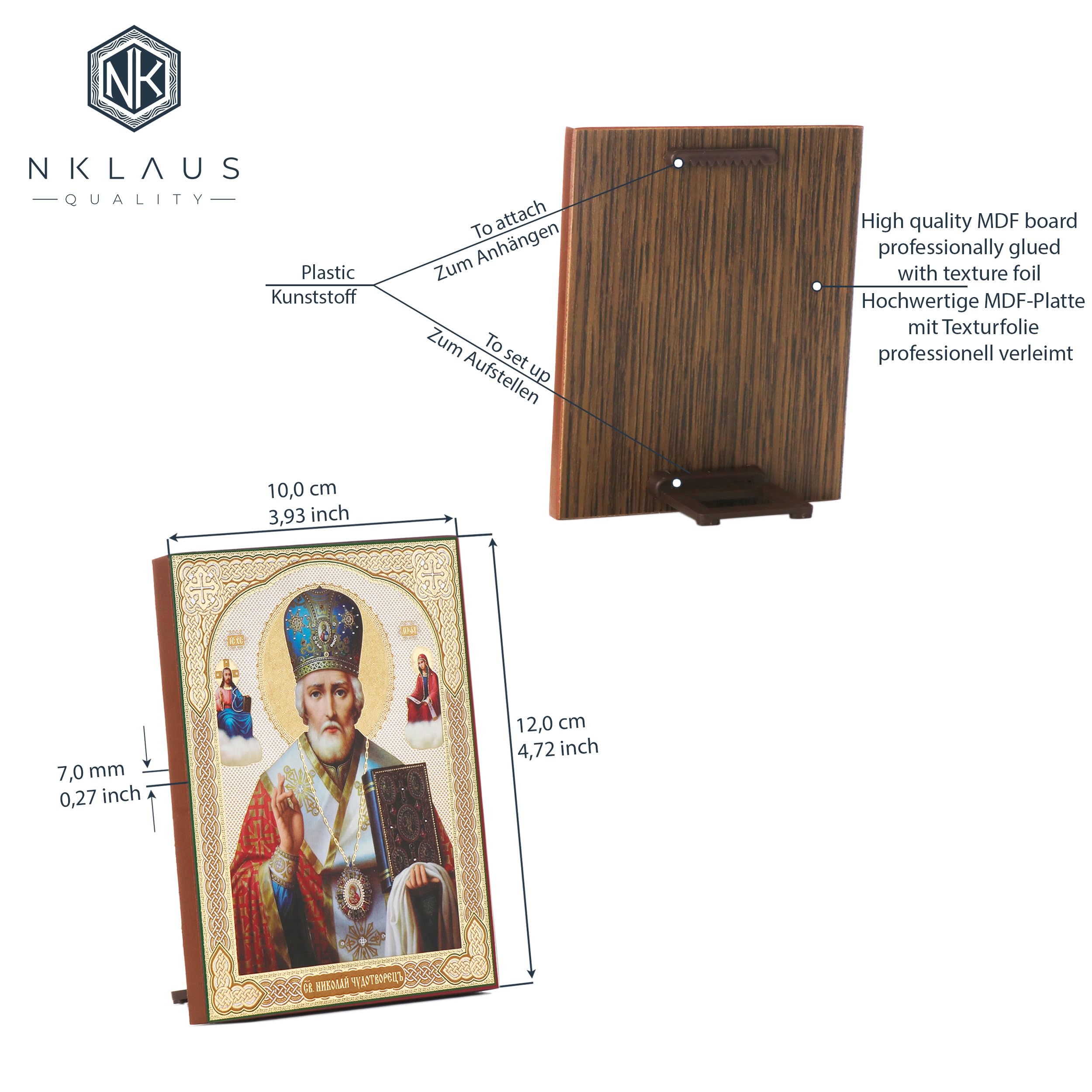 NKlaus Sankt Nikolaus von Myra Ikone Holz 10x12cm Segen