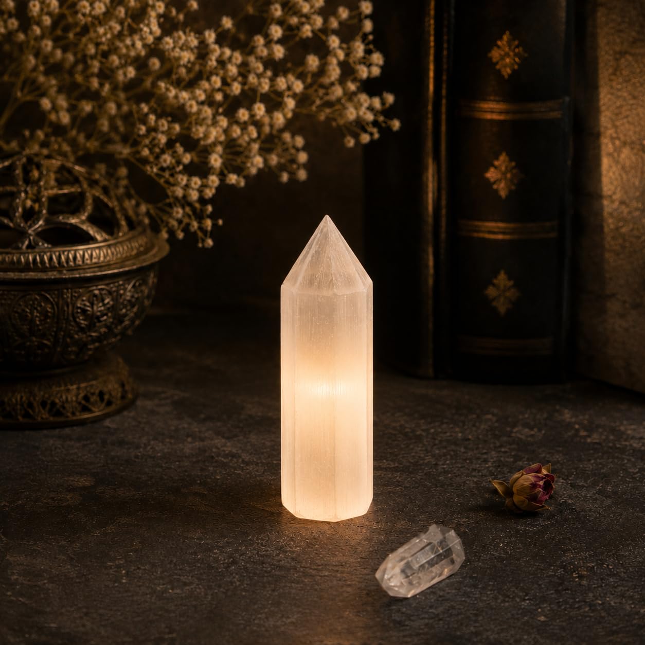 NKlaus Healing Crystals Selenit Prisma 10cm Spitze
