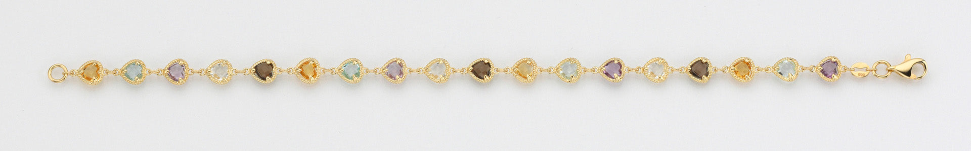 Eugen Rühle Armband Fantasie Herzen 5,7mm 585 Gelbgold Farbstein