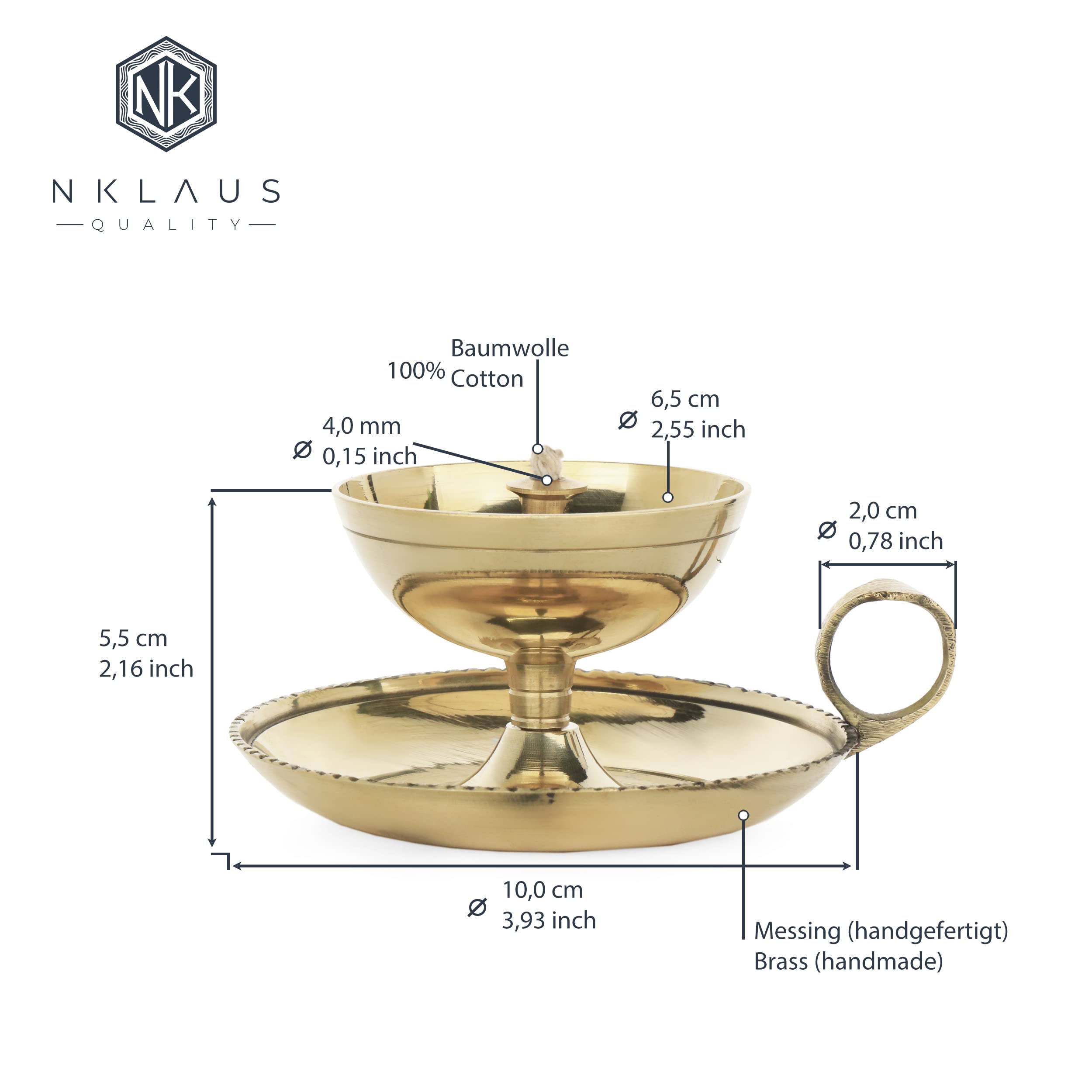 NKlaus Candle Holder Öllampe Messing Gold groß