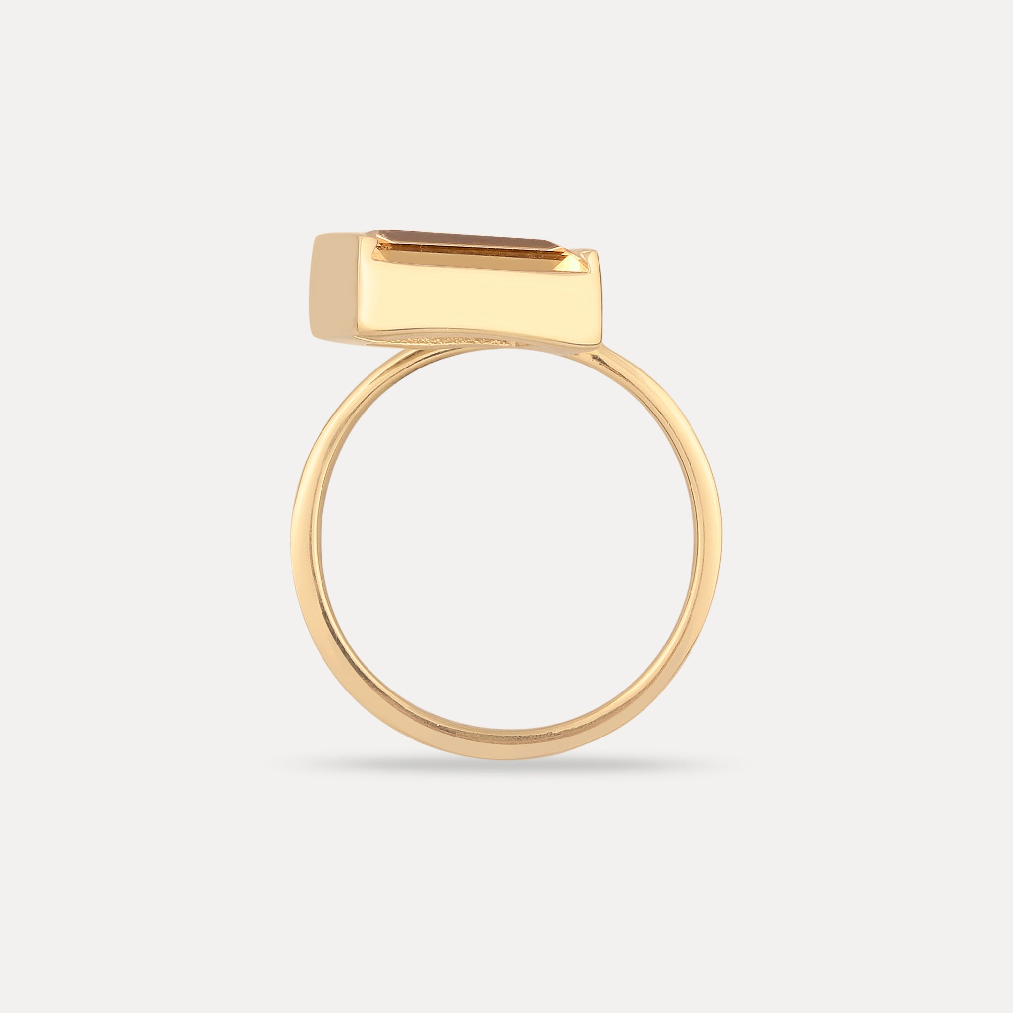 Stilnest Balance Citrin Baguette Ring Gold Gr. 54