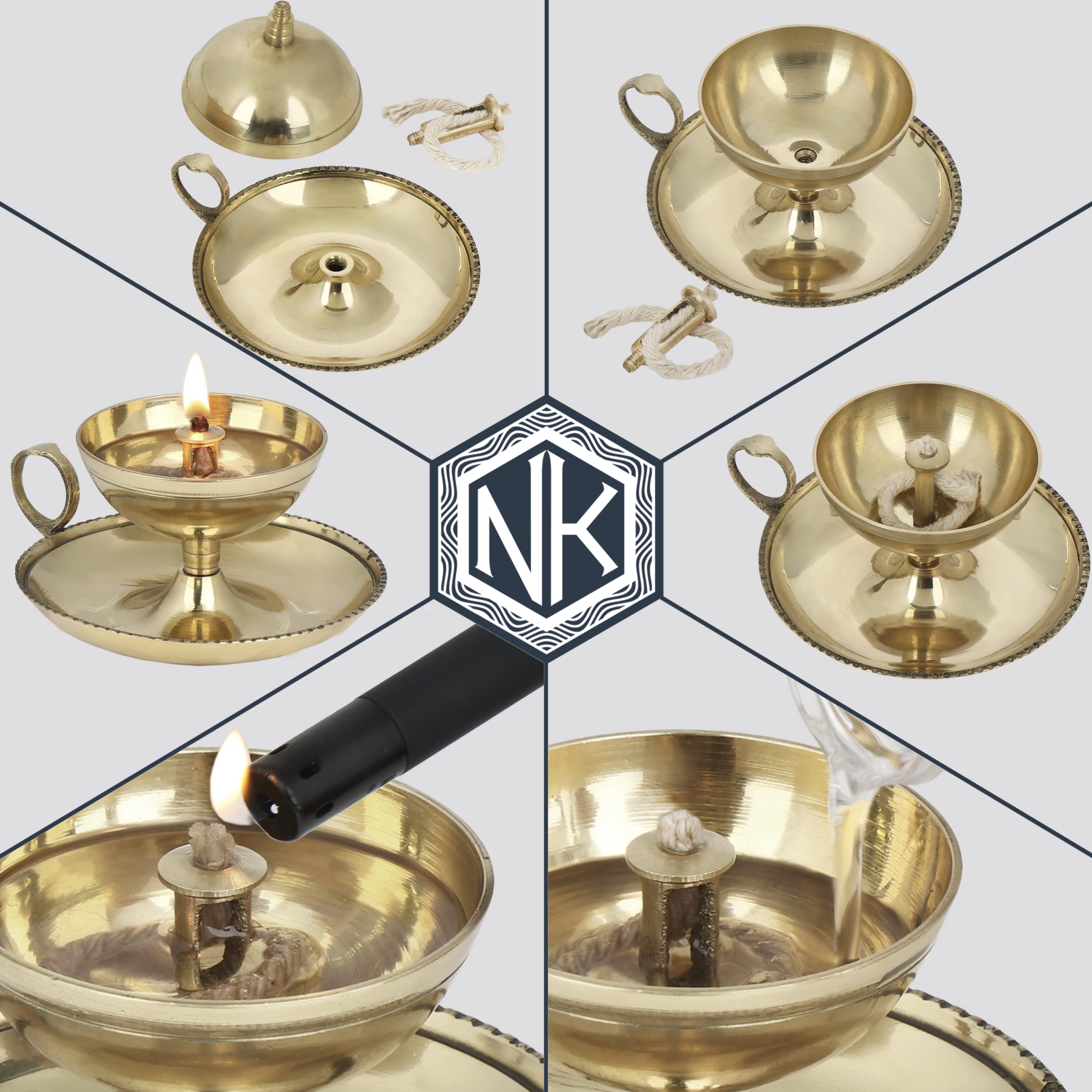 NKlaus Candle Holder Öllampe Messing Gold groß