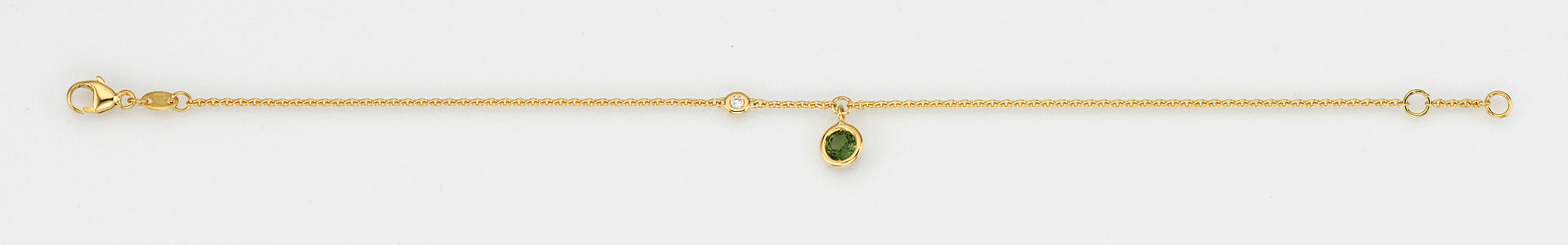Eugen Rühle Armband Brillant 0,02ct Grünturmalin 585 Gelbgold
