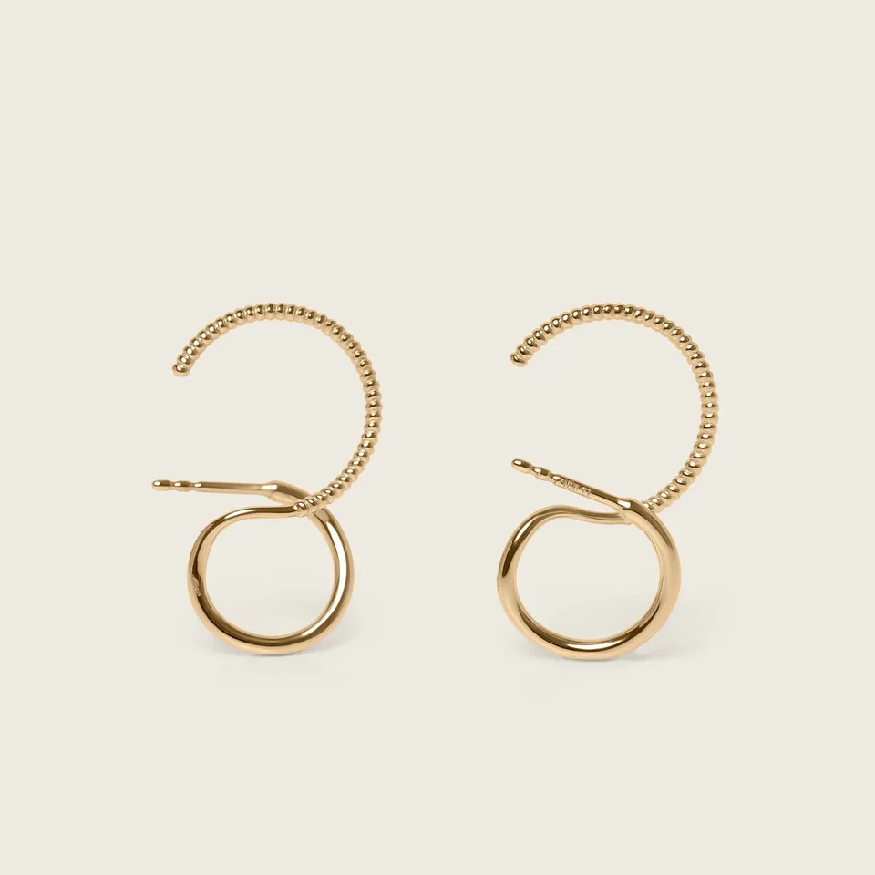 Stilnest Snake Tail Double Ear Climbers Ohrringe 585 Gold 2in1