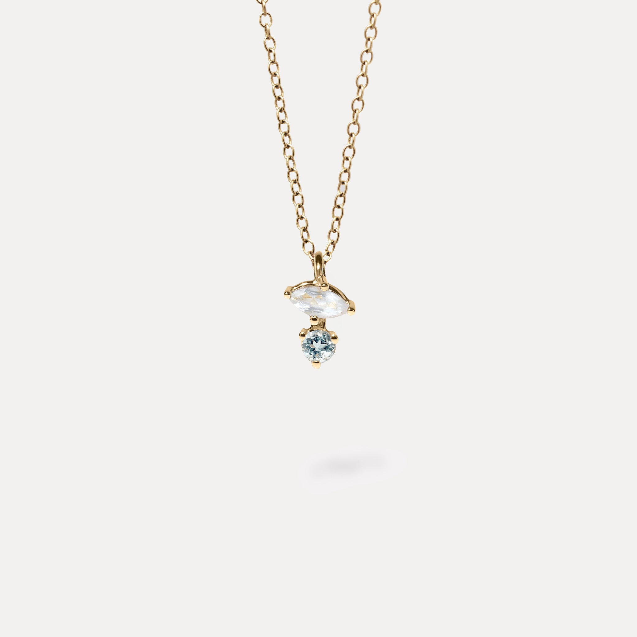 Stilnest Joy Anhänger 585 Gold Mondstein Aquamarin 14K