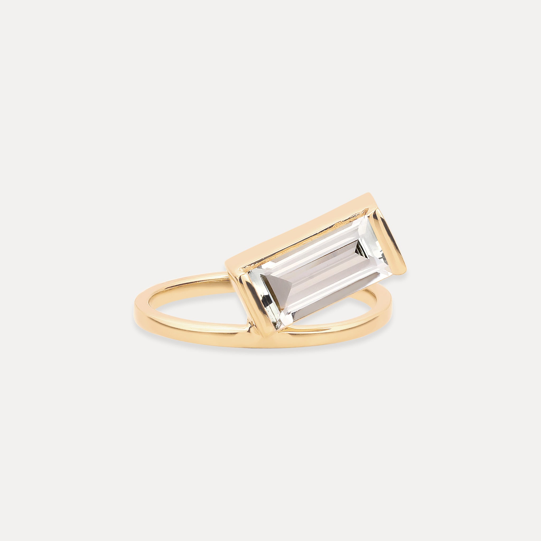 Stilnest Beryll Balance Baguette Ring 585 Gold Gr.54 Edelstein