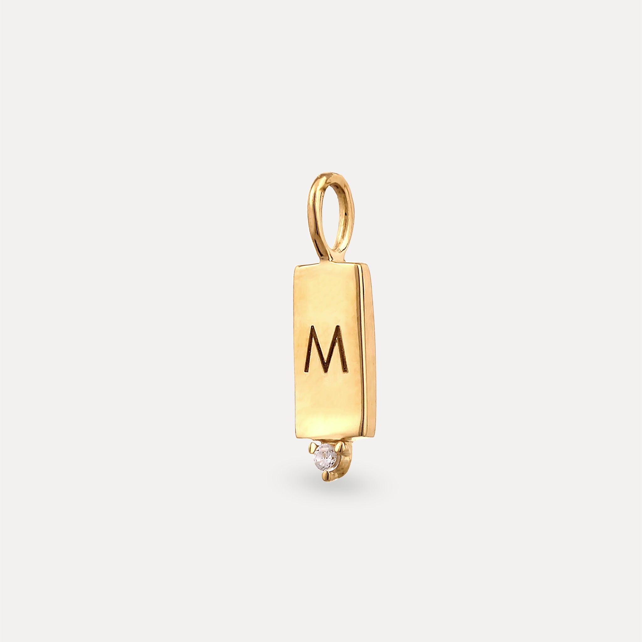 Stilnest Saphir Brick Tag Anhänger Gold Vermeil gravierbar