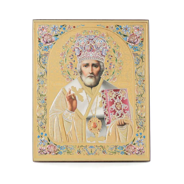 NKlaus Religious Icons Ikone Sankt Nikolaus Holz 10x12cm