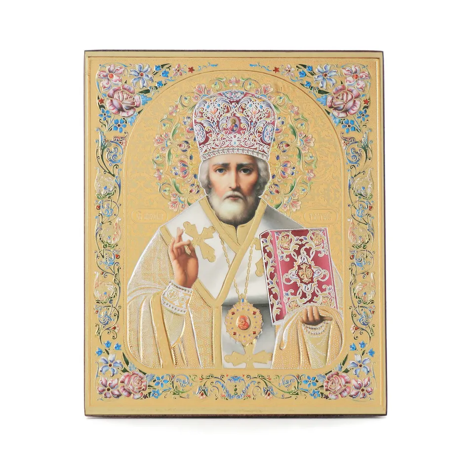 NKlaus Religious Icons Ikone Sankt Nikolaus Holz 10x12cm