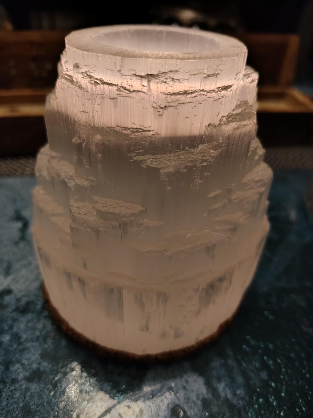 NKlaus Healing Crystals Selenit Turm Teelichthalter 10 cm
