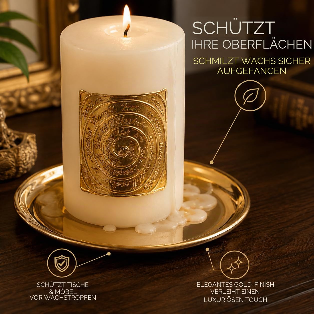 NKlaus CANDLE HOLDER Kerzenteller Messing Gold Ø 12 cm