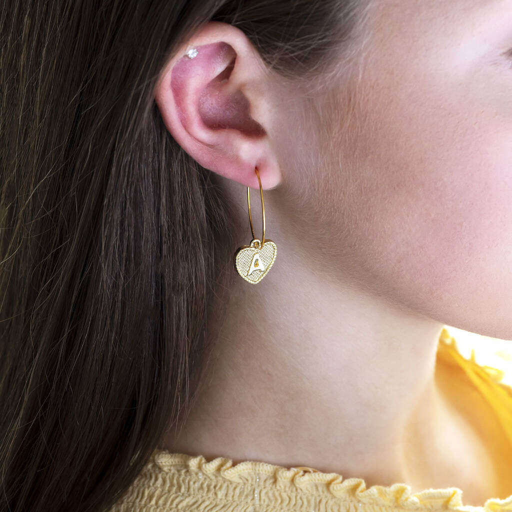 Joy by Corrine Smith Earrings Dotted Heart Hoop Gold