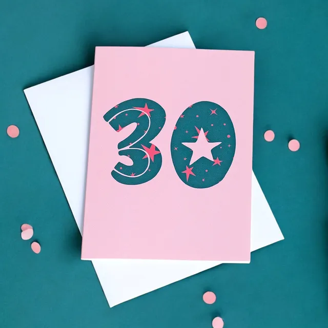 Joy by Corrine Smith Prints Cards 30th Birthday Starry Karte 30. Geburtstag