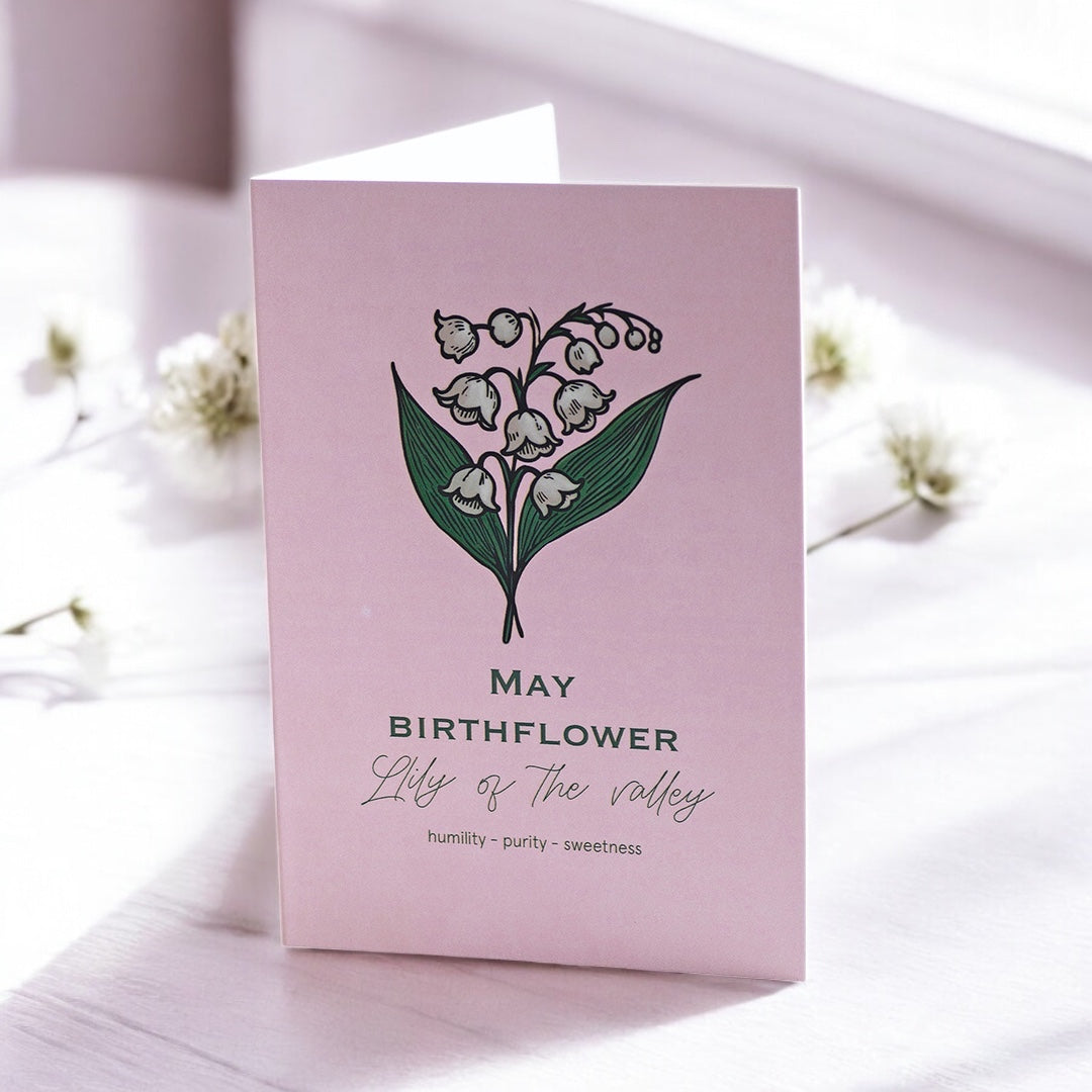 Joy by Corrine Smith May Birth Flower Karte Maiglöckchen A6