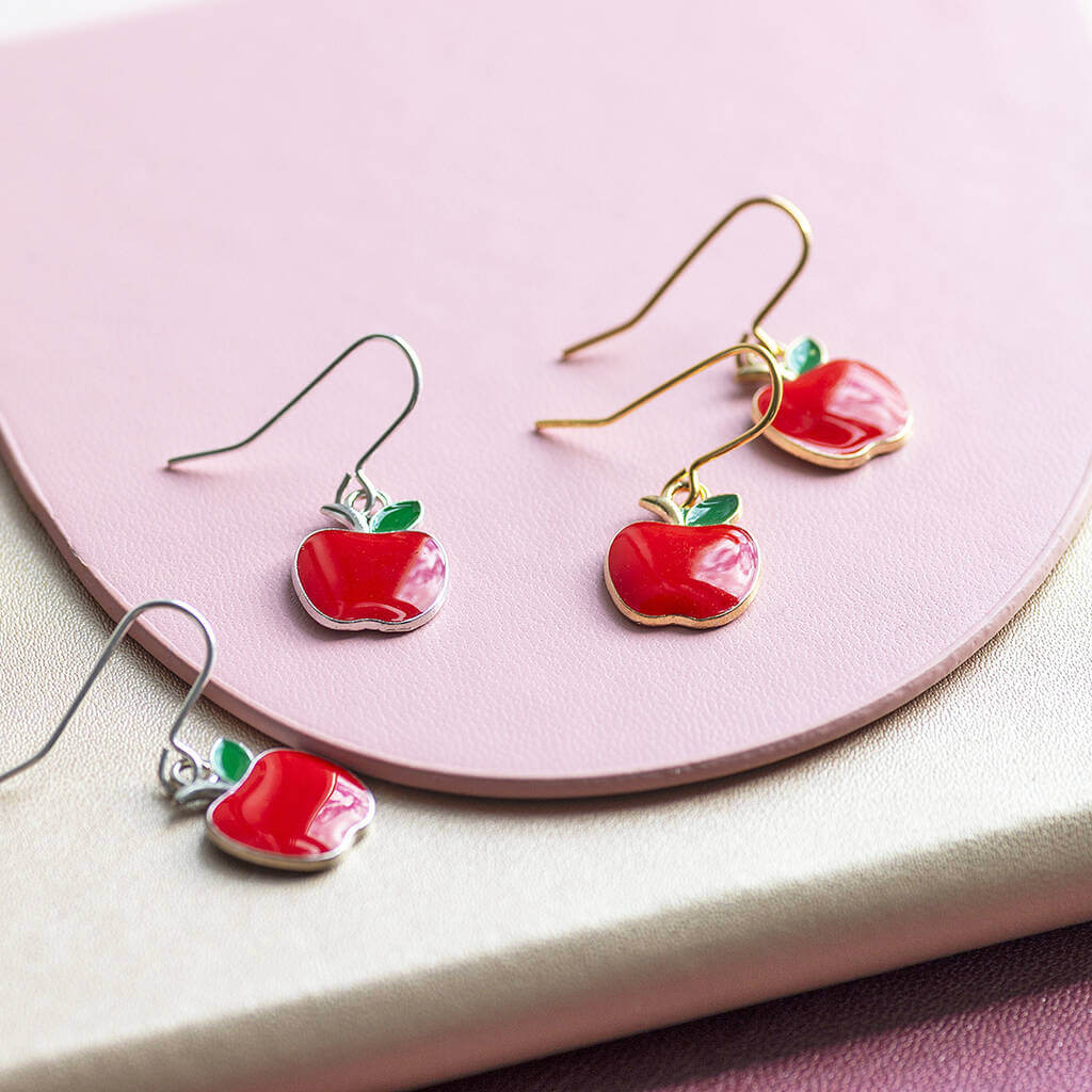 Joy by Corrine Smith Red Apple Ohrhänger Gold Rot Emaille