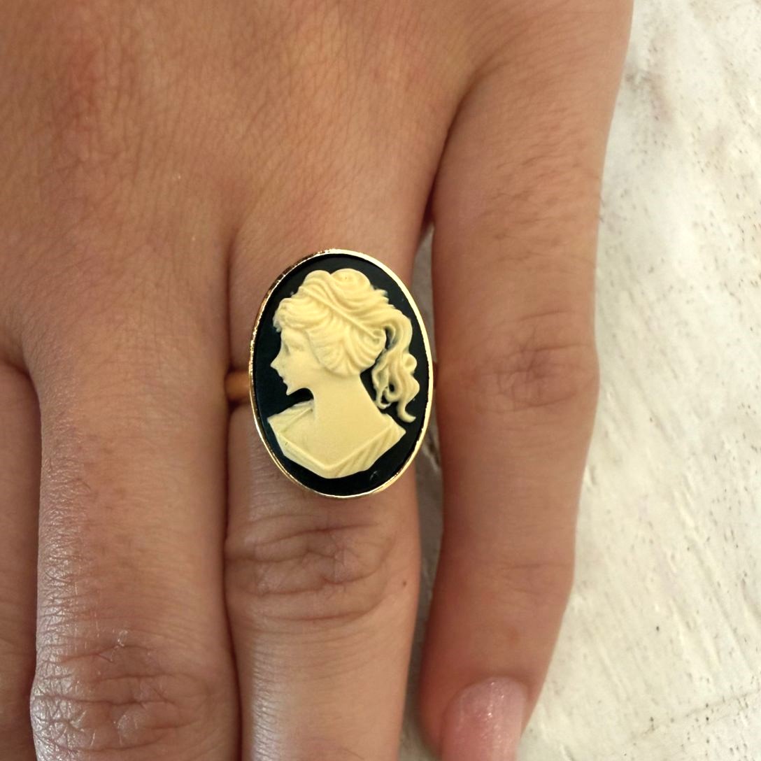 Alevá Bijoux Anelli Cammeo Ring Silber schwarz