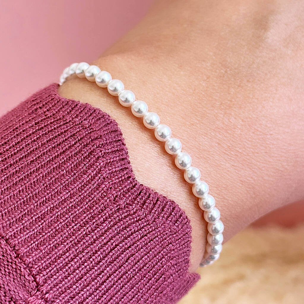 Joy by Corrine Smith Armband Perlen Stretch Silber Stapel
