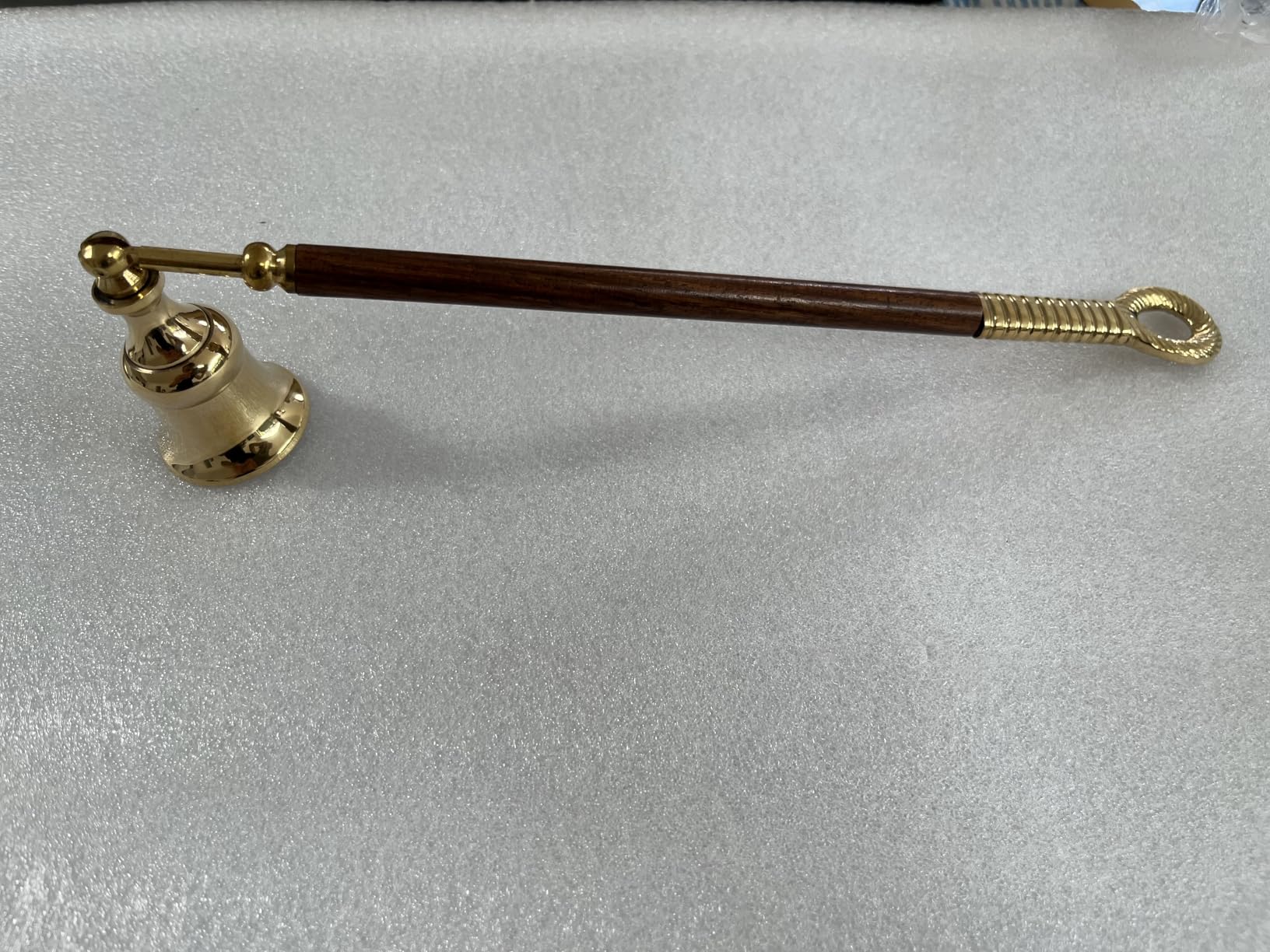 NKlaus Candle Holder Kerzenlöscher Messing Holzgriff 26,5 cm