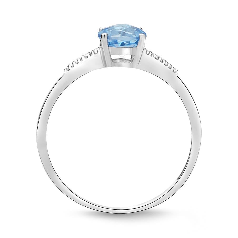 JEWLIX Blautopas Ring 585 Weißgold 8 Diamanten