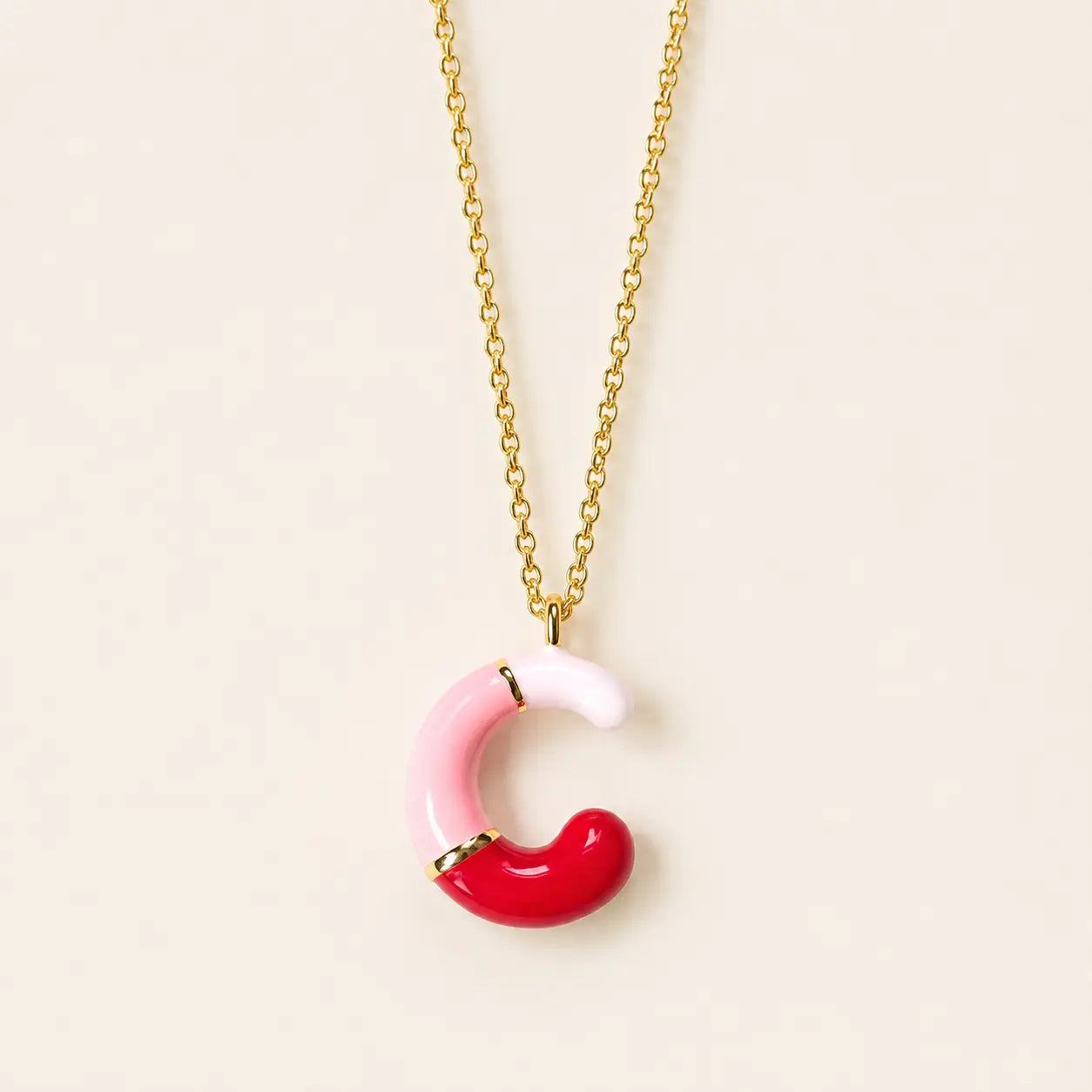 Joy by Corrine Smith Initial Halskette Gold Emaille Rosa A-Z