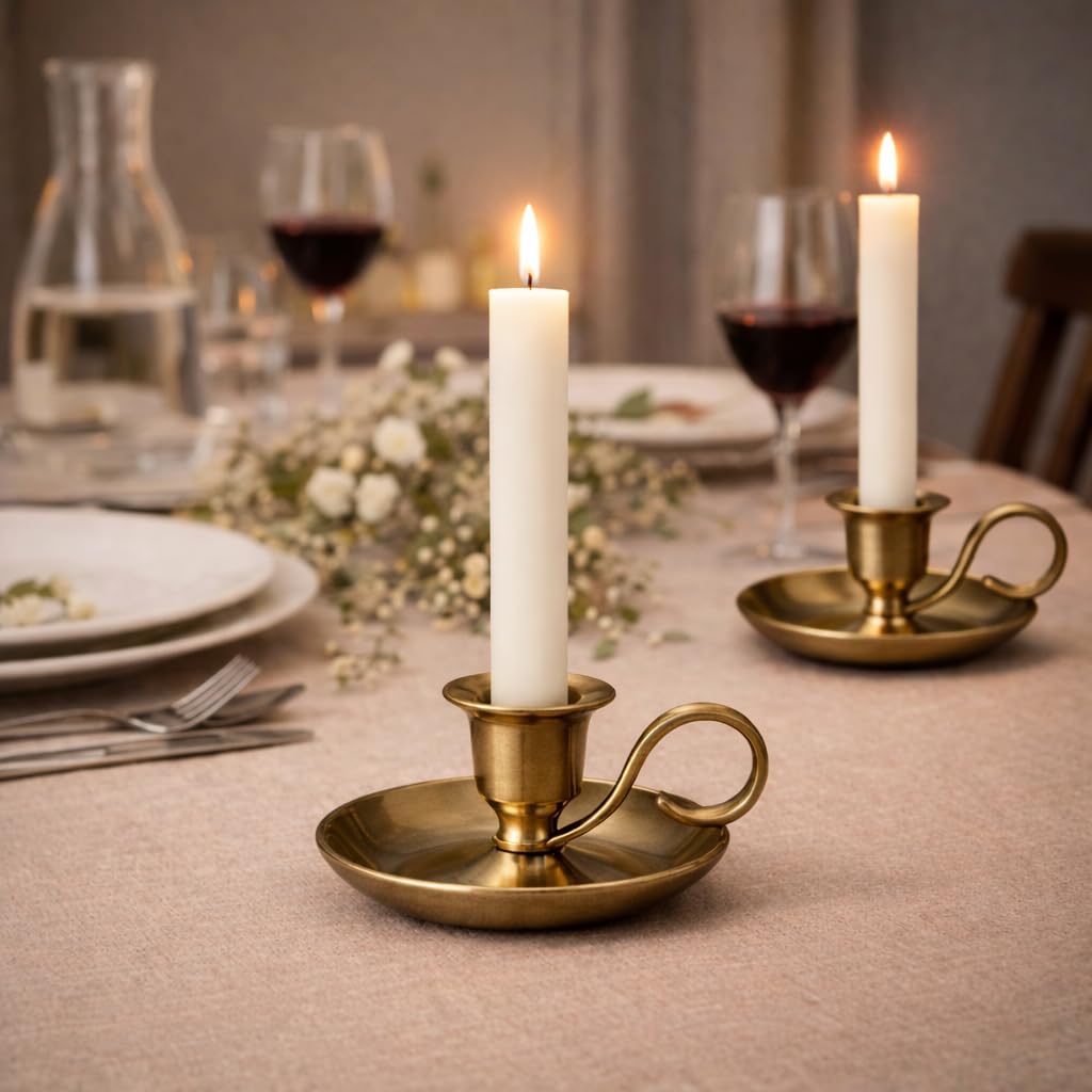 NKlaus Candle Holder Handleuchter Klassik Messing Gold Antik
