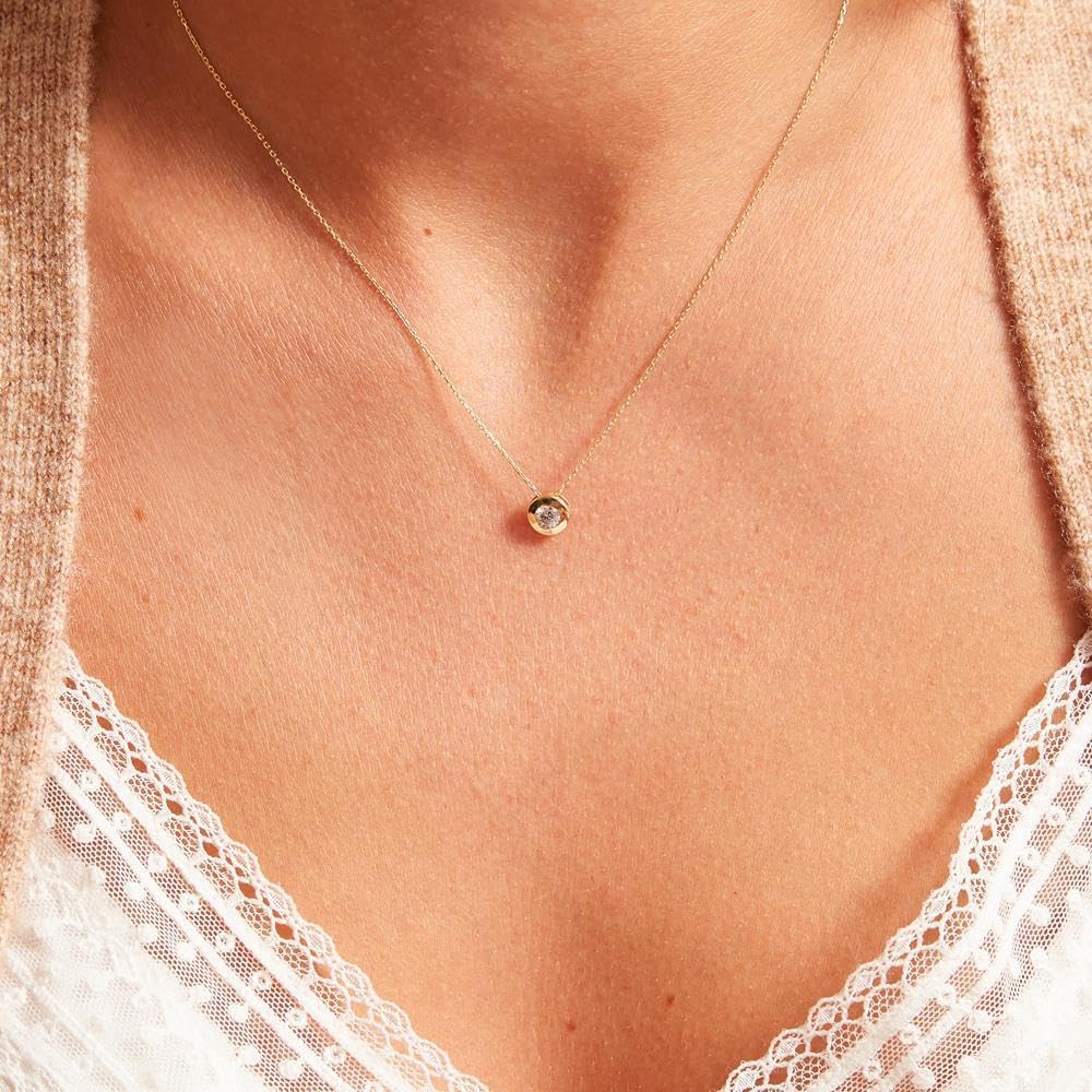 JEWLIX Kette mit Anhänger Gold 585 Zirkonia Damen