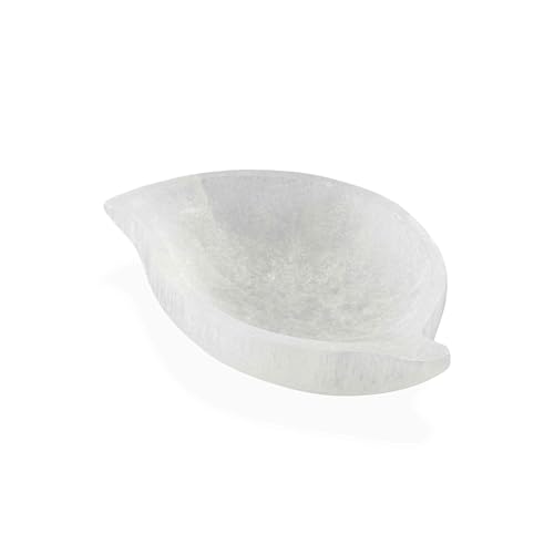 NKlaus Selenit Schale 14x9cm Naturstein Schmuckschale weiß