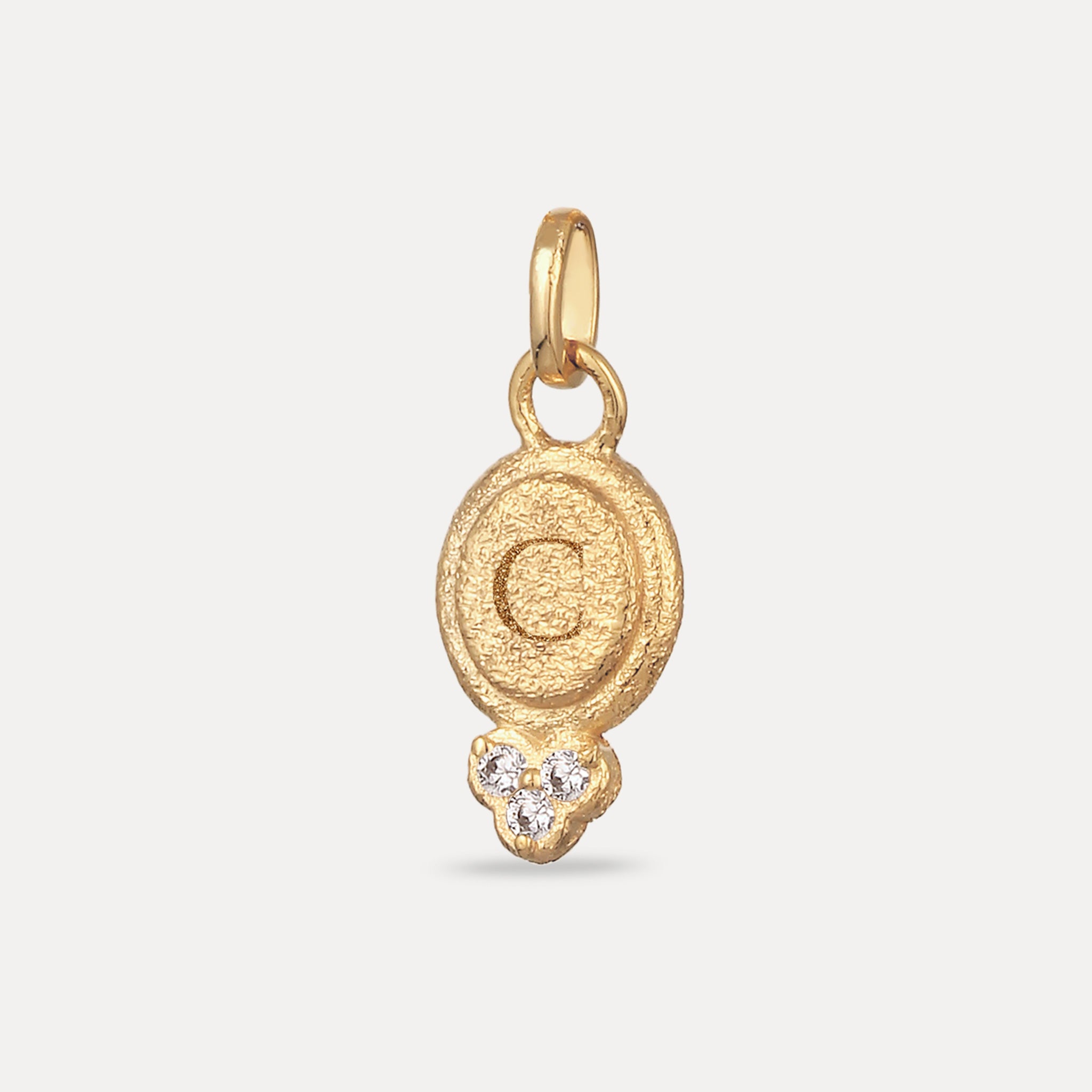 Stilnest Trinity Emblem Anhänger weißer Saphir Gold Antique