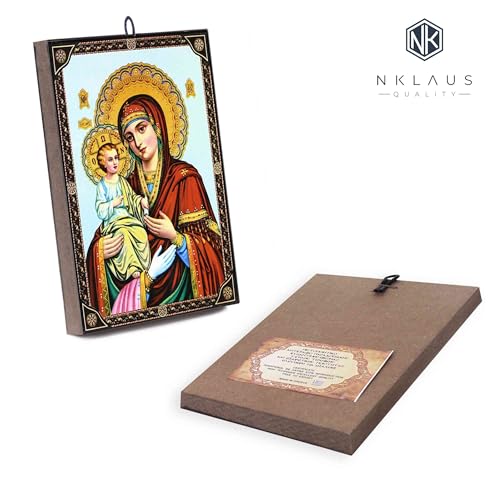 NKlaus Gottesmutter Tricheirousa Ikone Holz 9,7x13,5cm